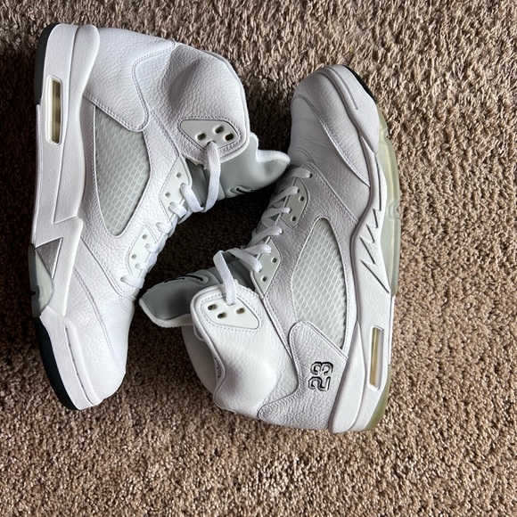 White Air Jordan 5s White metallic Lighting. Size 12, sealed in plastic bagging - Picture 5 of 5